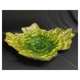 Large asymmetrical colored glass decorative bowl
