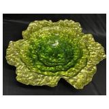 Large asymmetrical colored glass decorative bowl