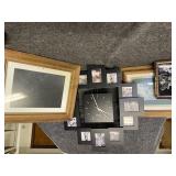 Picture frames including clock and electric