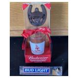 Budweiser glass with bottle opener and tap