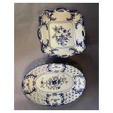 Lillian Vernon Blue White Porcelain Square Floral