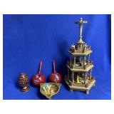 Wooden Christmas Pyramid, wood maracas, decor