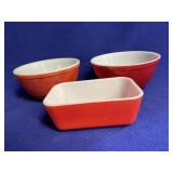 Red Pyrex 3 pieces (2) 7" bowls