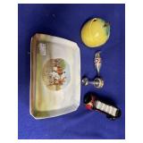 Decorative items and 2 vintage Christmas ornaments