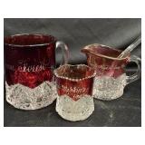 Set of 3 souvenir ruby glass