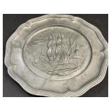 Decorative pewter plate