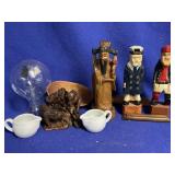 Carved wood figures and other items