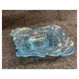 Asymmetrical decorative blue shallow bowl