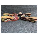 Decorative carved wood sandals