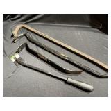 Lot of four pry bars, one measures 27 inches long