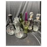 Mixed Decanter and vase lot