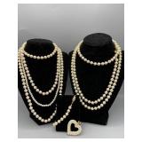 A lot of pearls 2 sets stamped Avon, 2 sets