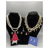 Collection of costume jewelry including pearl