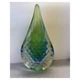 Large teardrop multi color glass paperweight