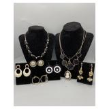Assortment of costume jewelry including earrings
