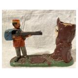Vintage cast iron mechanical bank Creedmoor Book
