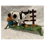 Vintage Cast Iron Mechanical Milking Cow Coin