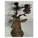 Cast Iron Deer Head Candle Holder 8-1/2" tall