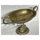 Detailed Metal Swan Base Urn, Fish Handles