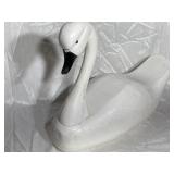 Large, Heavy, Painted Carved Wood Swan