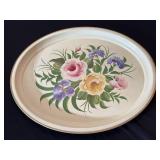 Hand painted metal serving tray stamped on the