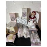 Porcelain dolls including Christmas Clara doll,