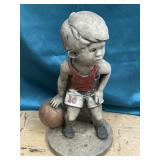22 inch long statue boy playing basketball
