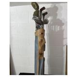 Vintage set of right handed golf clubs, bag is