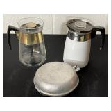 Lot of two vintage Coffee percolators, white one