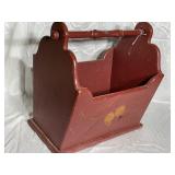 Large Painted Carved Wood Magazine Rack 18" tall