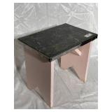 Vintage Sturdy Wood Stool with Linoleum Top 13"