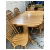 Large rectangular top, pedestal oak dining room