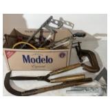 Lots of several tools including C clamp cameras