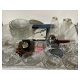 Misc lot of glass, grinder and more