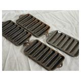 Lot of 4 Cast Iron Cornbread Corn Stick Pans