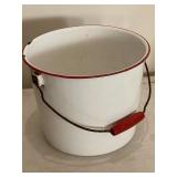 Stock pot with wooden handle has some chips