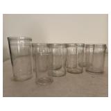 Nine vintage glasses/jars