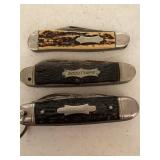 3 pocket knives including Scout Knife, Kamp King