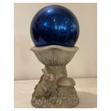 Blue Globe Gazing Ball, 10 Inch diameter on base