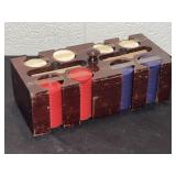 Vintage poker cards that includes the white red