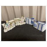 2 Pairs of Boy and Girl ceramic planters