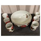 Japanese Ceramic Bowl with 6 Cups