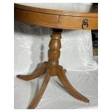 Duncan Phyfe Round Pedestal Table with Brass Feet