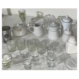 Tea set and candle votives.