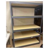 Metal rack with wood shelves 6 foot tall 4 foot
