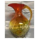 Tall Ruby and Yellow Pitcher 12-1/2" tall