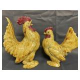 Signed Glazed Rooster and Hen