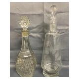 2 Clear Glass Decanters