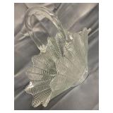 Large Clear Pressed Glass Basket w/Handle