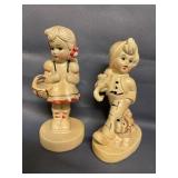 Boy and Girl Chalk/Plaster Figures 6" tall